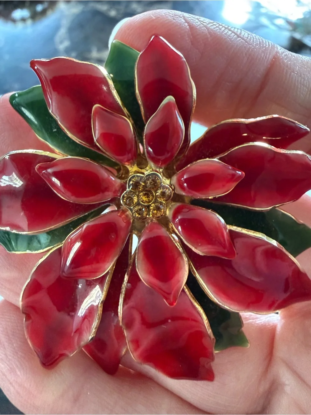 Vintage Poinsettia Brooch